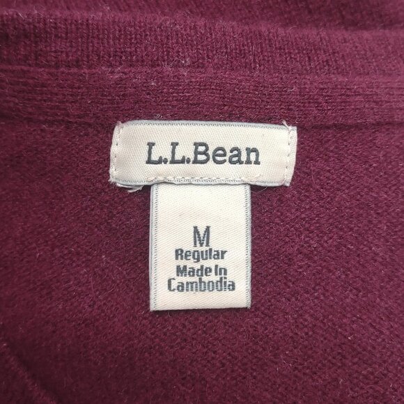 L.L. Bean burgundy red 100% Cashmere crew neck pullover sweater ladies Medium - Picture 7 of 8